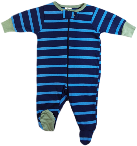 Pijama piecitos rayas azul