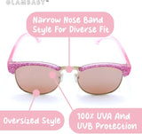 Gafas de sol con espejo con purpurina, 100% protección UVA/