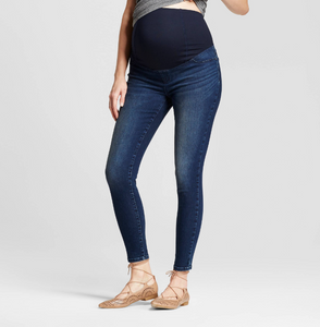 Jeans maternal skinny entubado azul oscuro