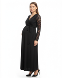 Vestido embarazo y lactancia negro mangas encaje XXL