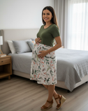 Vestido maternal y lactancia verde floral