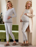 Pijama embarazo y lactancia gris rayas