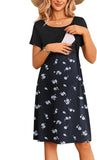 Vestido maternal y lactancia negro flores