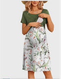Vestido maternal y lactancia verde floral