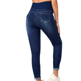 Jeans maternal con pancita azul oscuro