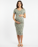 Vestido maternal corto verde floral XXL