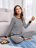 Pijama rayas negra con blanco