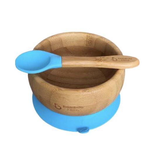 Baby Bowl de Bambú con Ventosas Azul - Alimentos | BambooIdeas - Marshmallow Drive