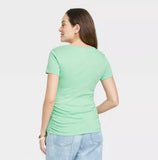 Camiseta de maternidad manga corta cuello v verde XS