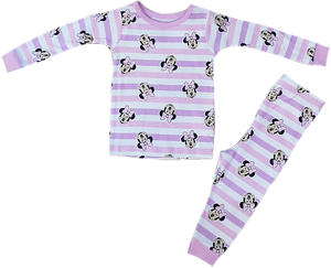 Pijama Minnie rayas lila & rosa